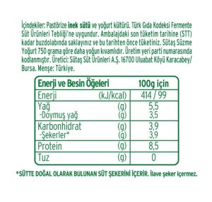 Sütaş Yoğurt Süzme 900gr