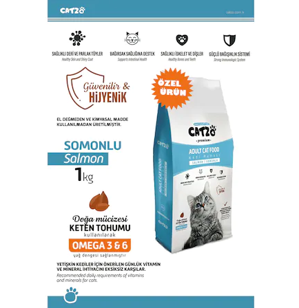 Catzo 1 Kg Paket Kedi Maması Somonlu