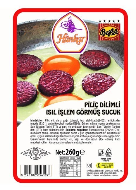 Beşler Hünkar Dilimli Sucuk 260 Gr.