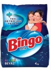 Bingo Toz Çamaşır Deterjanı Renkli - Beyaz 4 Kg