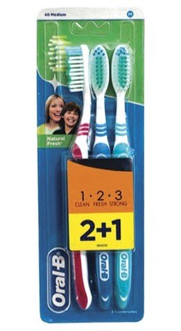 Oral-B Natural Fresh 40 Orta 2+1 Diş Fırçası