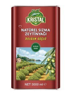 Kristal Dolgun Güçlü Natürel Sızma Zeytinyağı Teneke 3 Lt