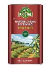 Kristal Dolgun Güçlü Natürel Sızma Zeytinyağı Teneke 3 Lt