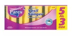 Parex Klasik Yeşil Oluklu Bulaşık Süngeri 5'li