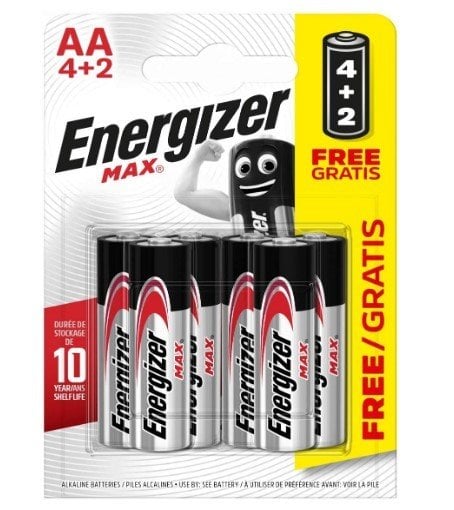 Energizer Max Alkaline AA BP6 4+2 Pil