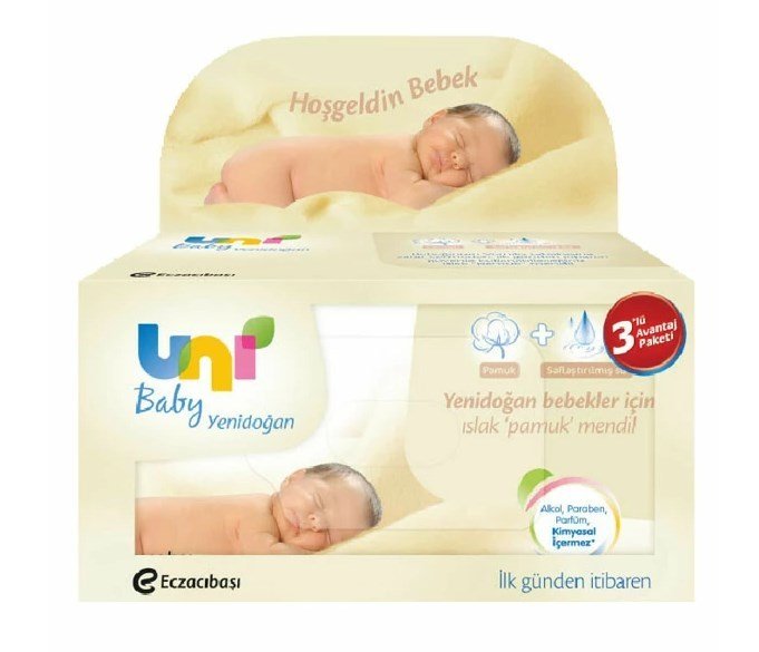 Uni Baby Yenidoğan Islak Mendil 3'lü 40'lı