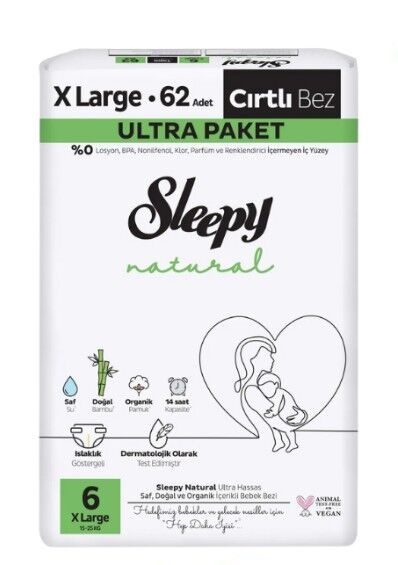 Sleepy Çocuk Bezi Natural Ultra No:6 XLarge62li