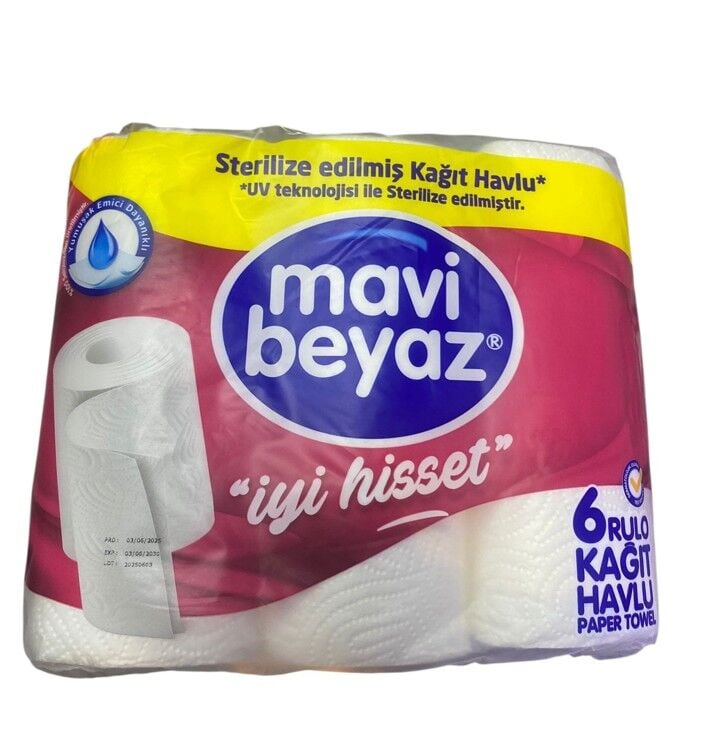 Mavi Beyaz Kağıt Havlu 6'lı