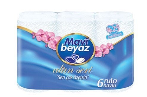 Mavi Beyaz Kağıt Havlu 6'lı