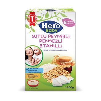 Hero Baby Sütlü 8 Tahıllı Peynirli Pekmezli Eb 200 Gr