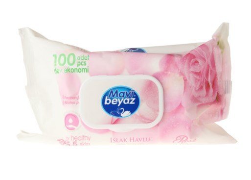Mavibeyaz Islak Havlu Gül 100'lü